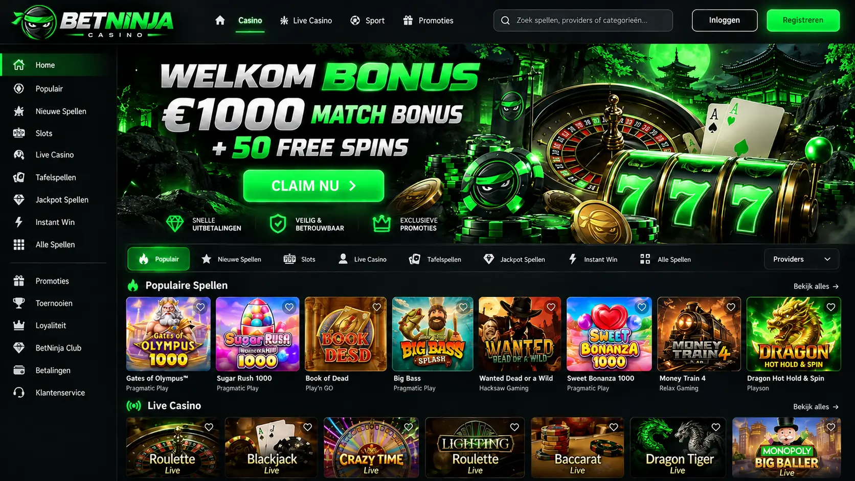 Betninja Casino Analyse: Slots, Live Casino en Betaalmogelijkheden image 1
