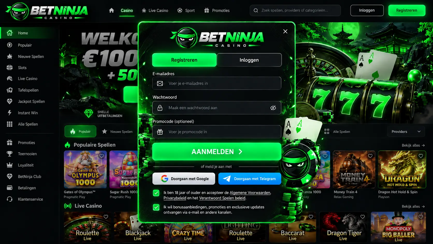 Betninja Casino Analyse: Slots, Live Casino en Betaalmogelijkheden image 2