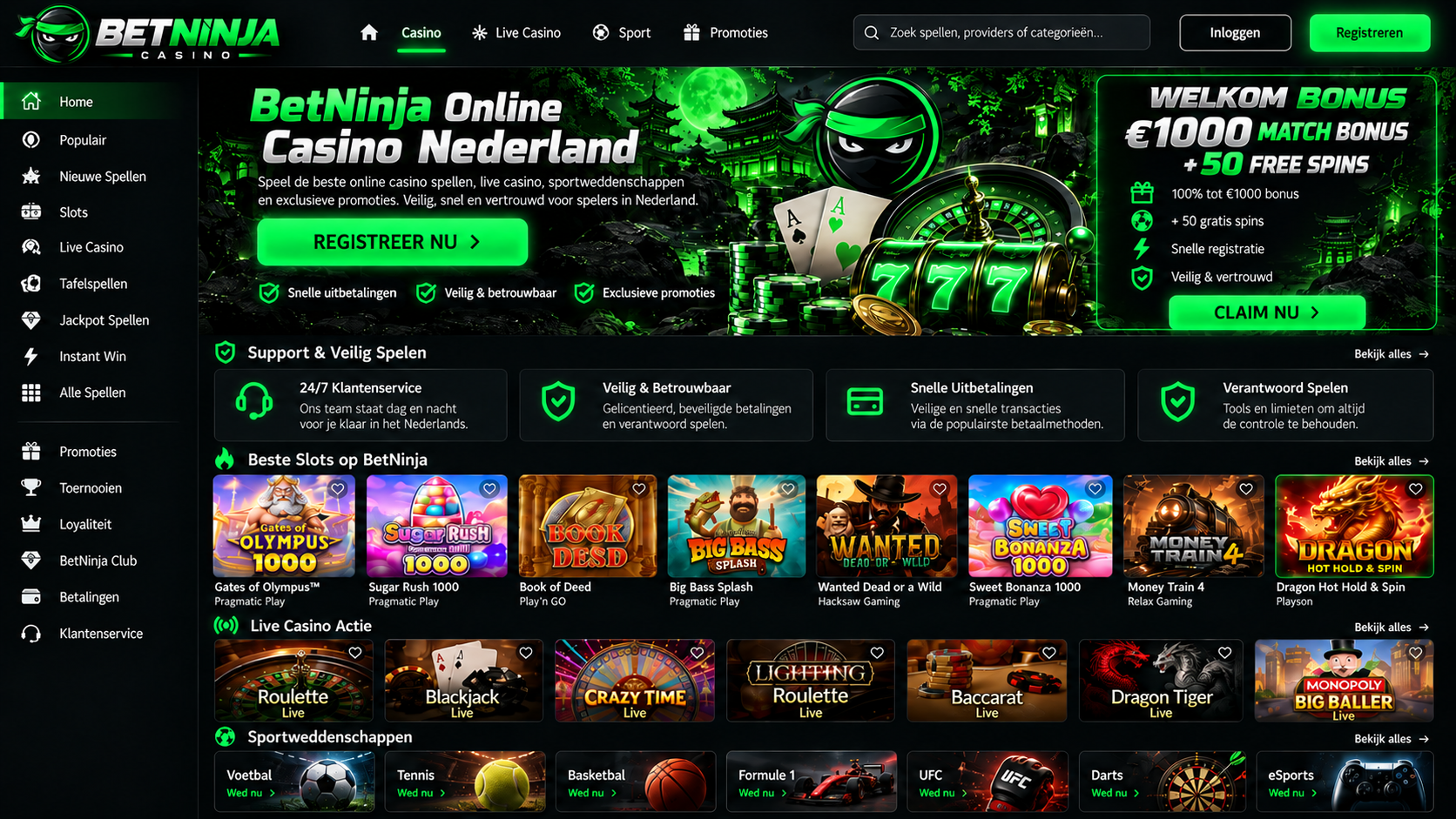 Betninja Casino Analyse: Slots, Live Casino en Betaalmogelijkheden image 3